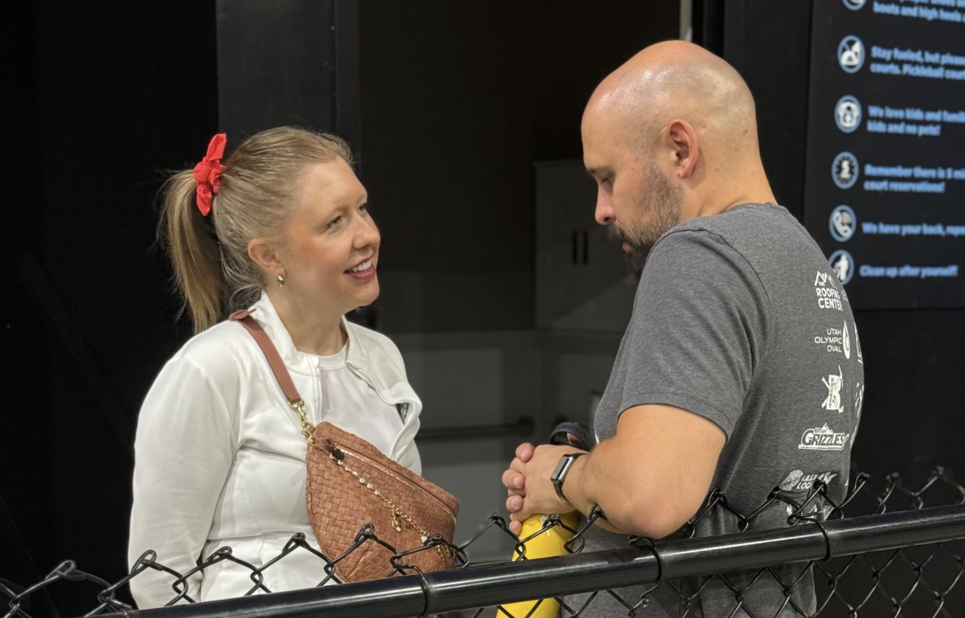A woman and man talking at a Have You Met? singles event